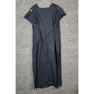 Plan C Button Back Midi Dress Size 38 Blue Short Sleeve Luxury Capsule